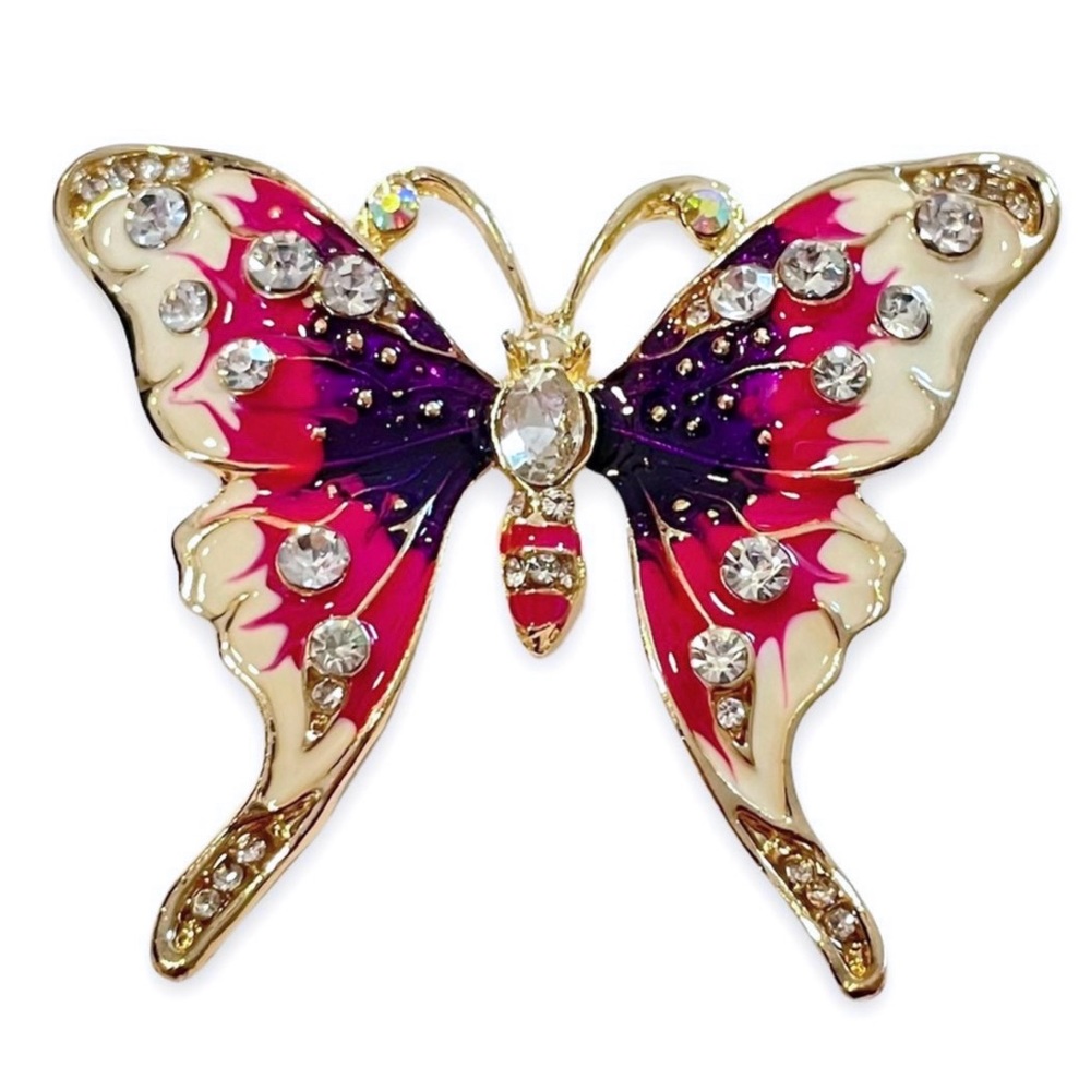 ♥️ Sparkling Crystal & Enamel Butterfly Brooch 🦋